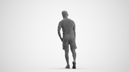 realistic 3D human man casual walking, archviz people FBX OBJ for Blender, wireframe front view
