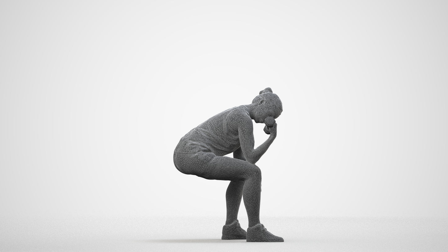 realistic 3D people woman sport, render-ready for V-Ray and Corona, FBX OBJ, wireframe side view