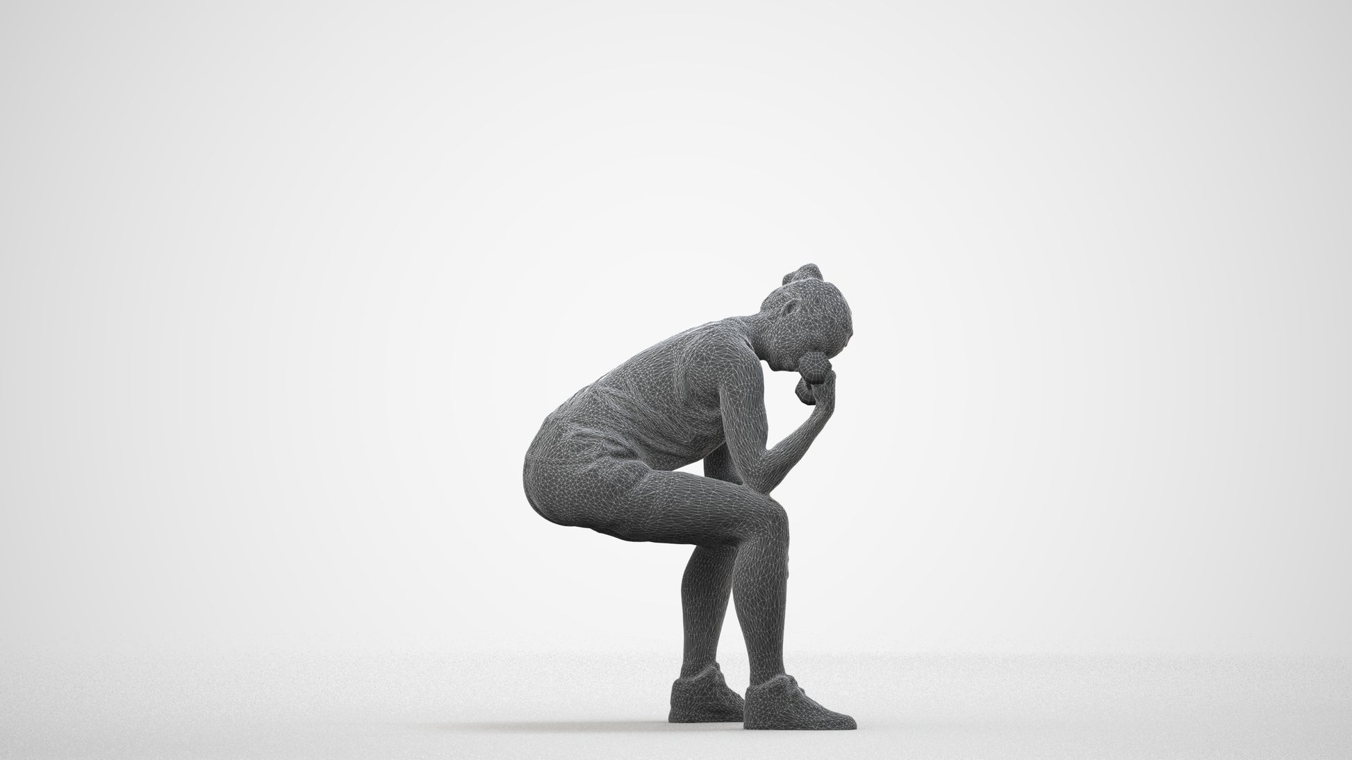 realistic 3D people woman sport, render-ready for V-Ray and Corona, FBX OBJ, wireframe side view