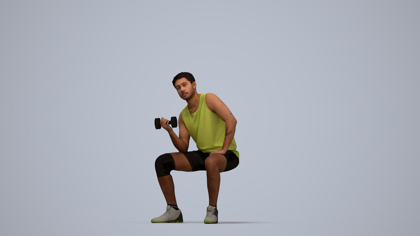 3D people model man sport, scanned human for 3ds Max rendering, top-down view render