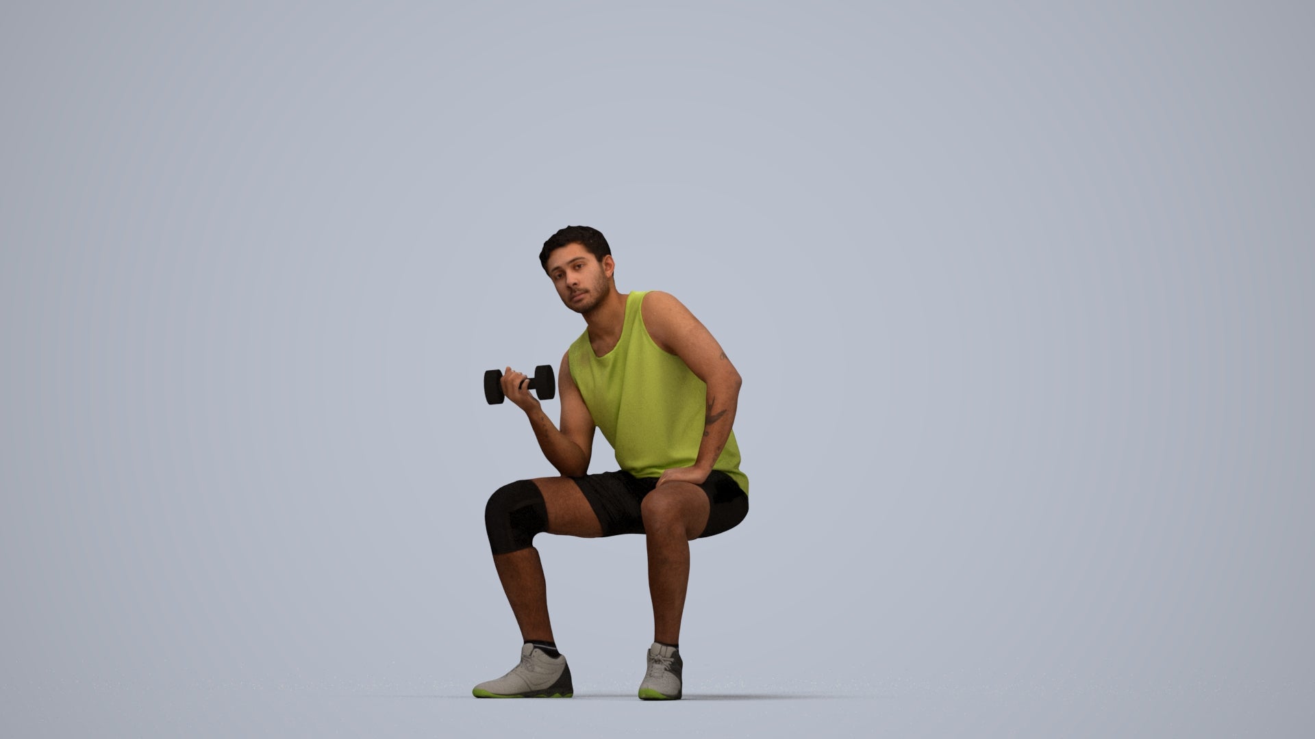 3D people model man sport, scanned human for 3ds Max rendering, top-down view render