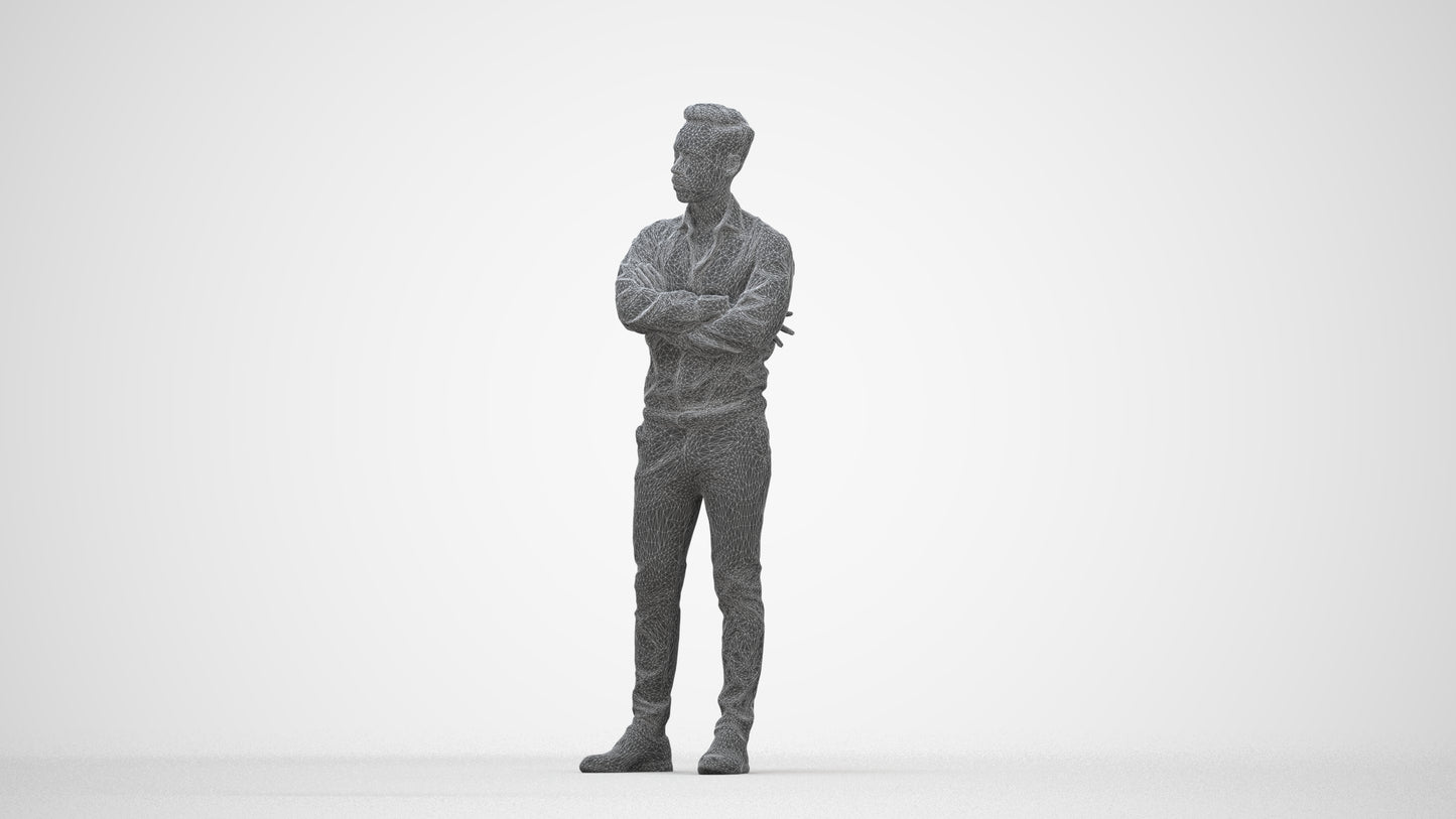 realistic 3D people man business, render-ready for V-Ray and Corona, FBX OBJ, wireframe back view