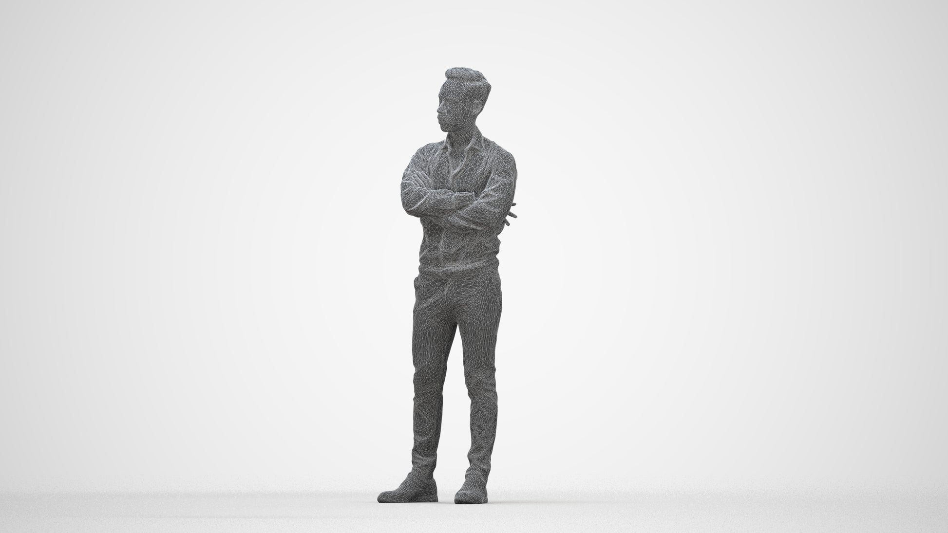 realistic 3D people man business, render-ready for V-Ray and Corona, FBX OBJ, wireframe back view