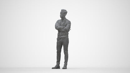 realistic 3D people man business, render-ready for V-Ray and Corona, FBX OBJ, wireframe back view