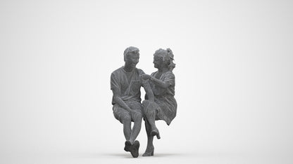 scanned 3D woman casual couple, photogrammetry people for Enscape and V-Ray, three-quarter front view render
