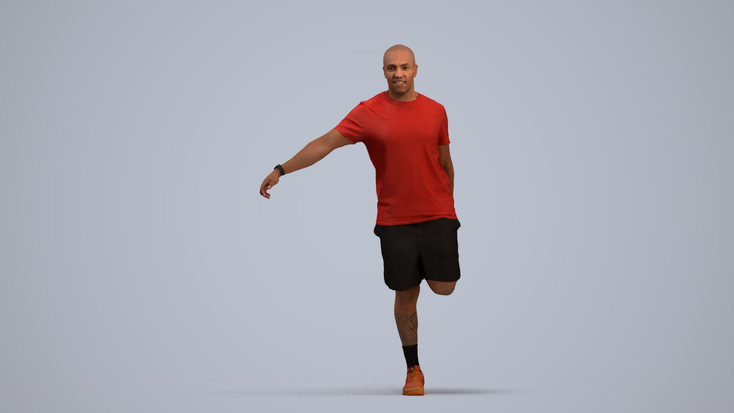 scanned 3D man sport, photogrammetry people for Enscape and V-Ray, standing pose render
