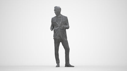 3D people model man formal formalaffairs, scanned human for 3ds Max rendering, wireframe back view