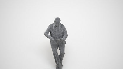photogrammetry 3D senior man business, realistic human model archviz FBX, wireframe three-quarter view