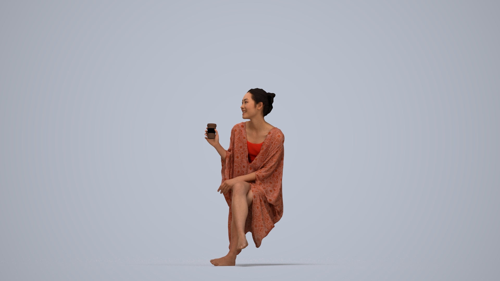 realistic 3D people woman casual pool, render-ready for V-Ray and Corona, FBX OBJ, top-down view render