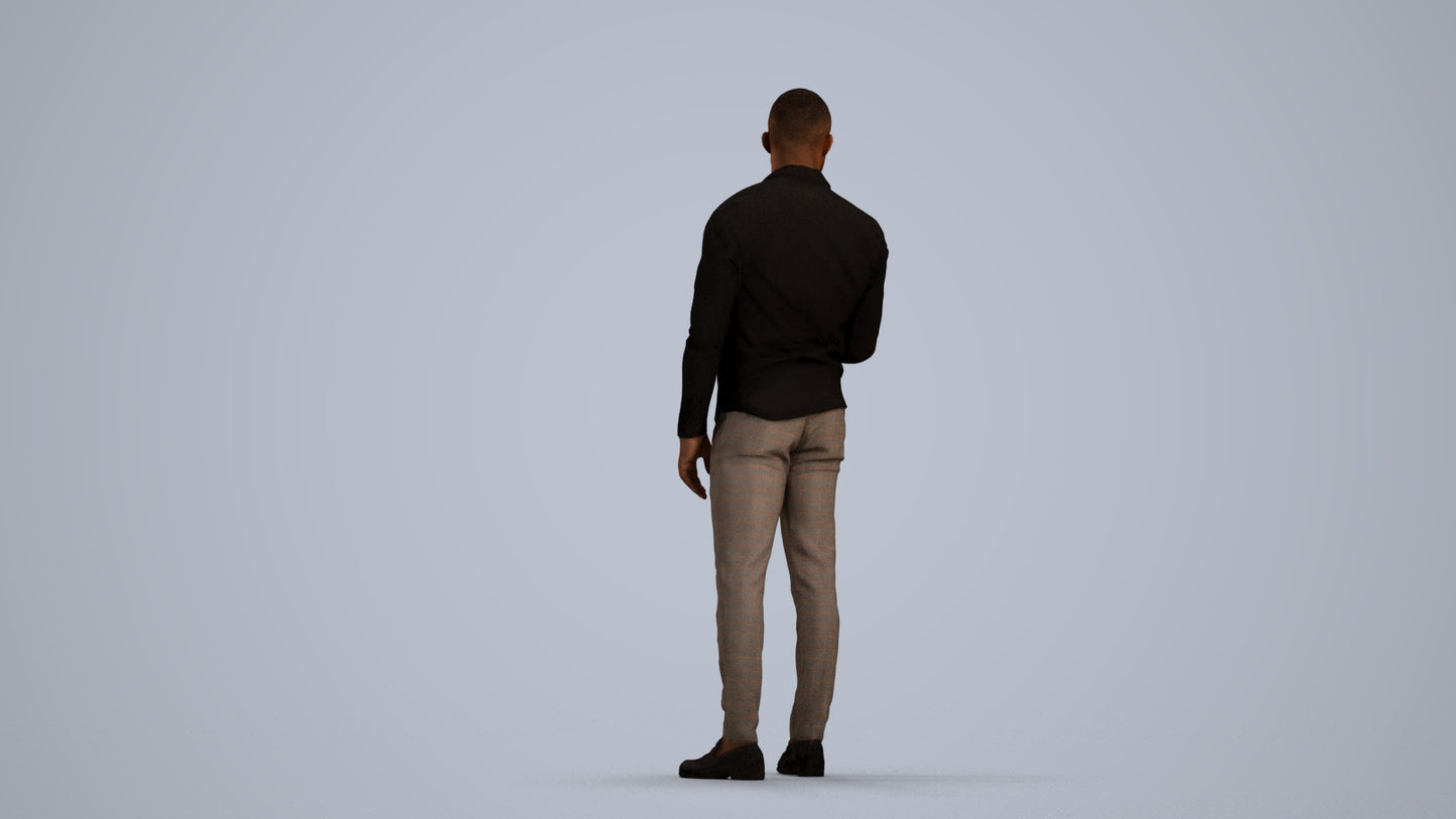 photogrammetry 3D man business standing, realistic human model archviz FBX, front view render