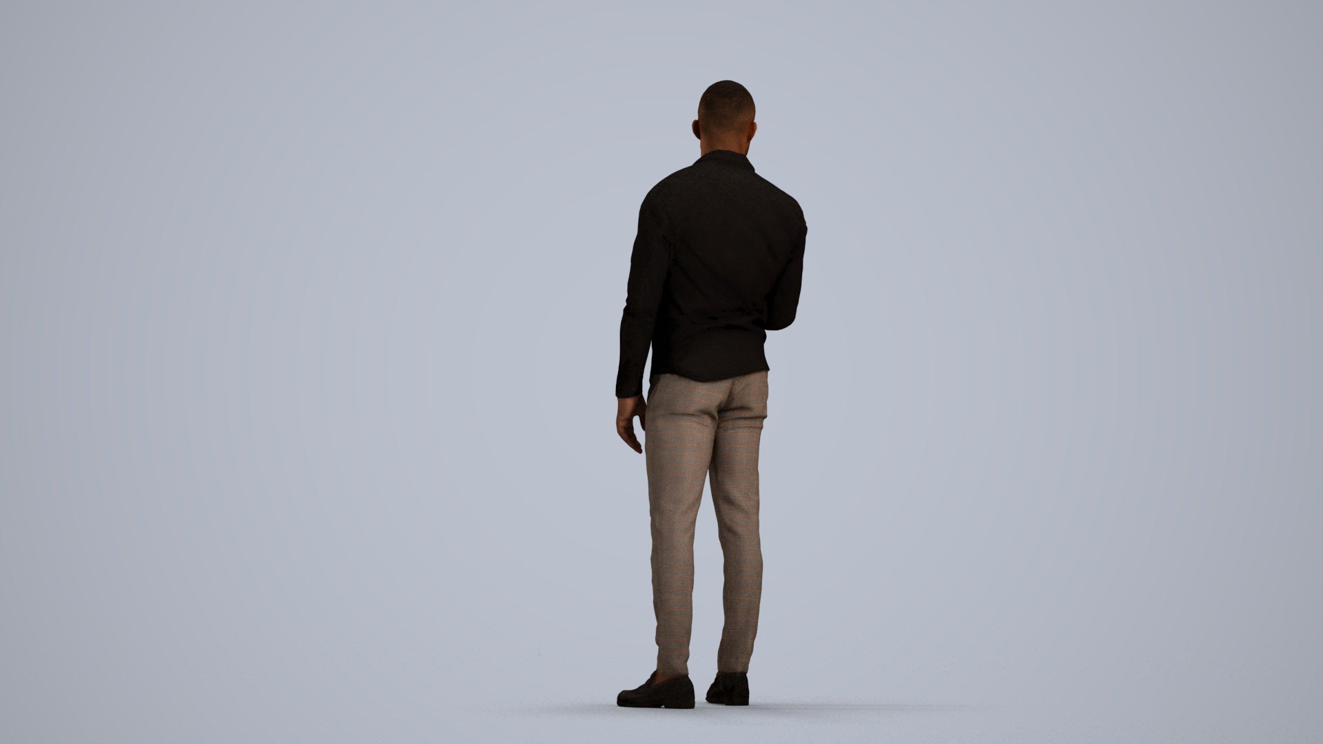 photogrammetry 3D man business standing, realistic human model archviz FBX, front view render