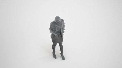 3D people model woman business, scanned human for 3ds Max rendering, wireframe three-quarter view
