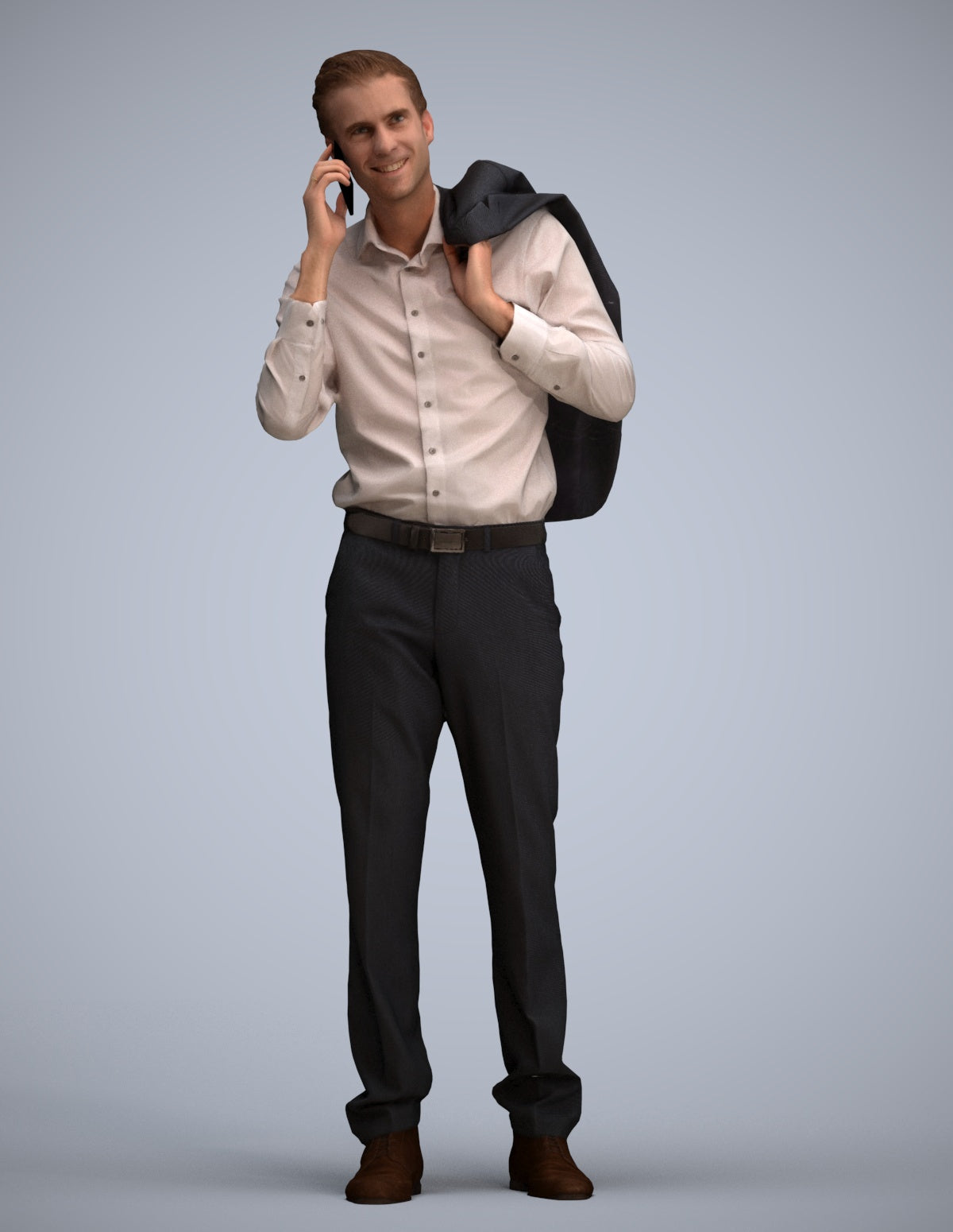 3D people model man business standing, scanned human for 3ds Max rendering