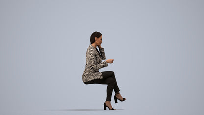 3D scanned woman business, photorealistic archviz people for Enscape and SketchUp, side view render