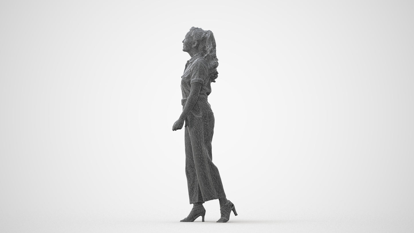 3D people model woman casual walking, scanned human for 3ds Max rendering, square thumbnail