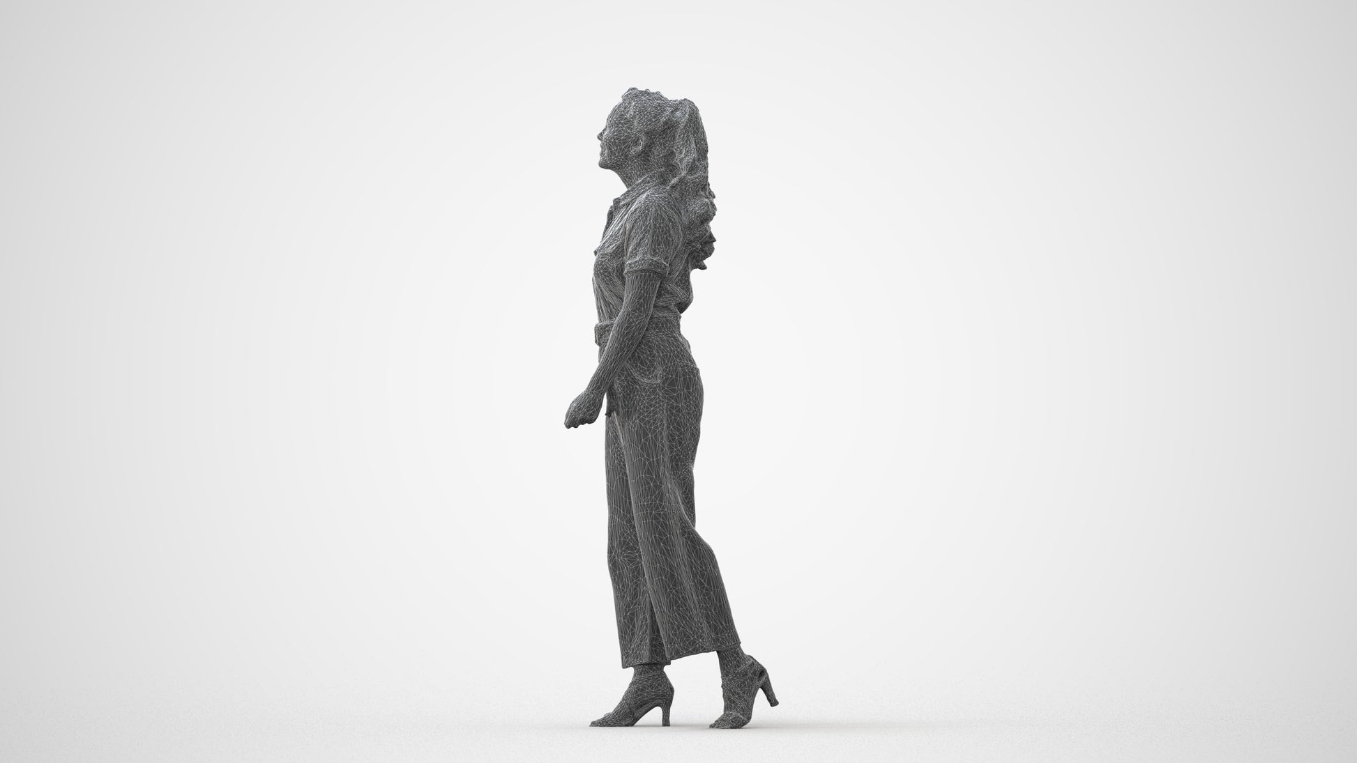 3D people model woman casual walking, scanned human for 3ds Max rendering, square thumbnail