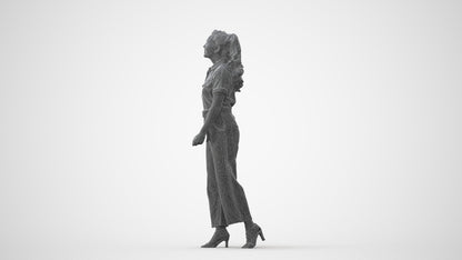 3D people model woman casual walking, scanned human for 3ds Max rendering, square thumbnail