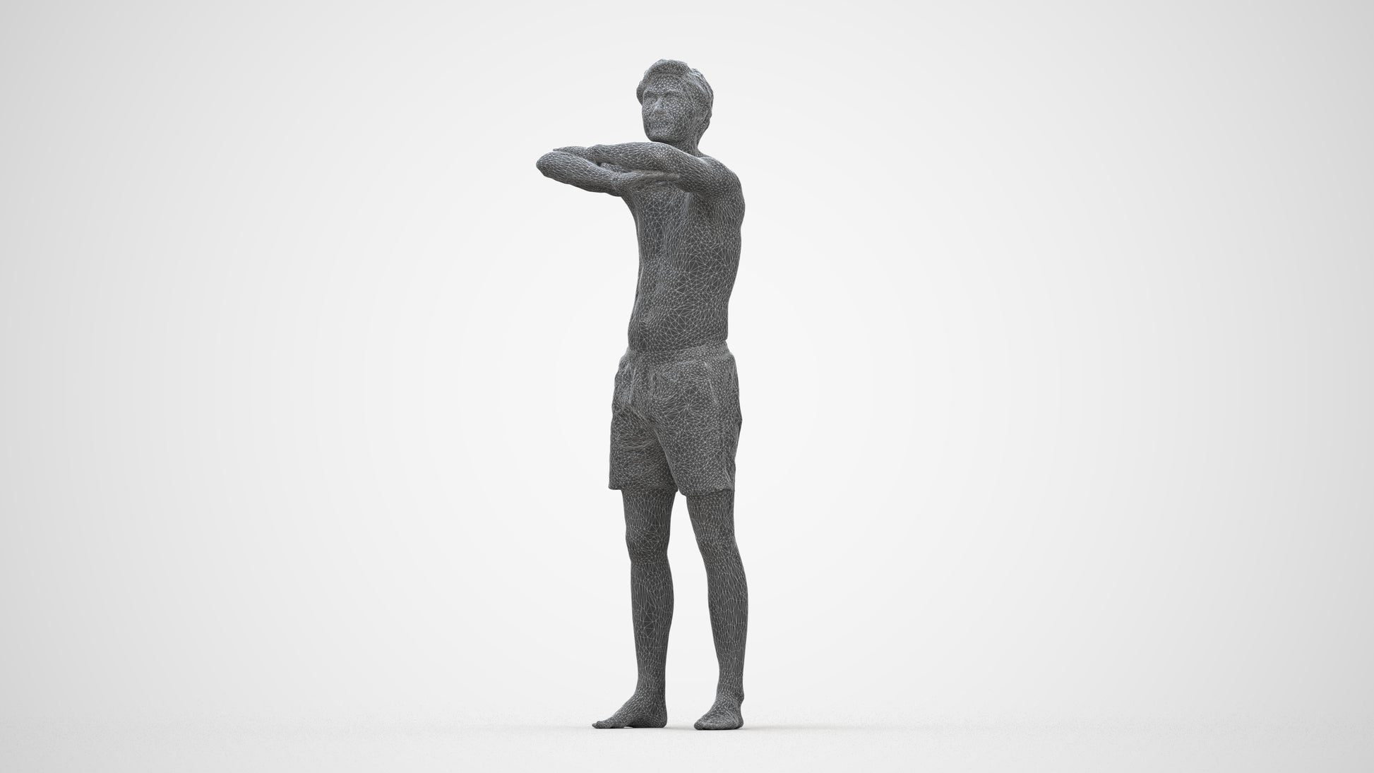 realistic 3D man pool, scanned archviz people for Blender and 3ds Max, wireframe back view
