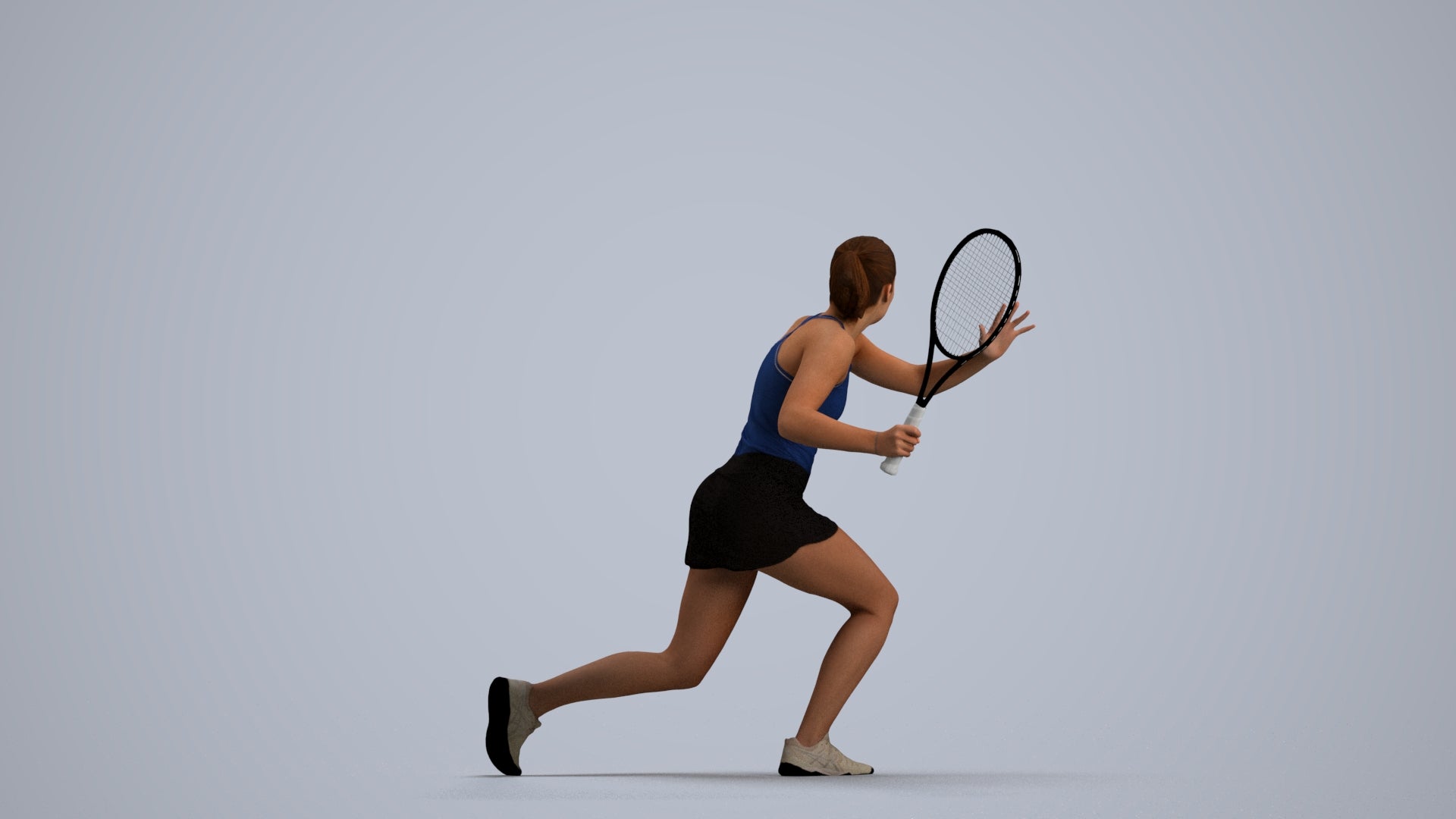 realistic 3D human girl sport, archviz people FBX OBJ for Blender, front view render