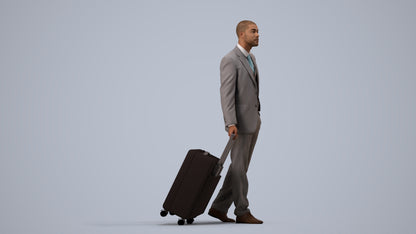 3D people model man business, scanned human for 3ds Max rendering, side view render
