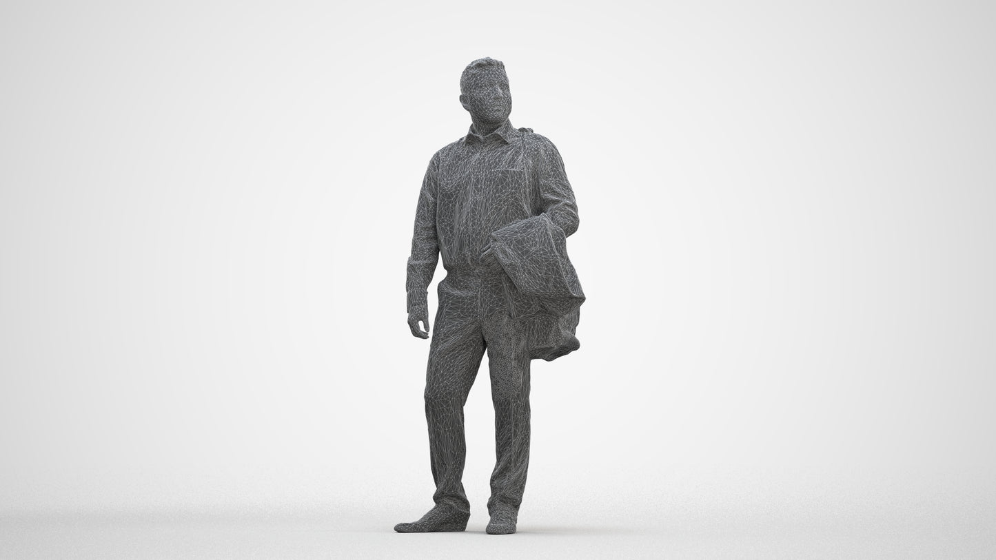 realistic 3D man business, scanned archviz people for Blender and 3ds Max, three-quarter front view render