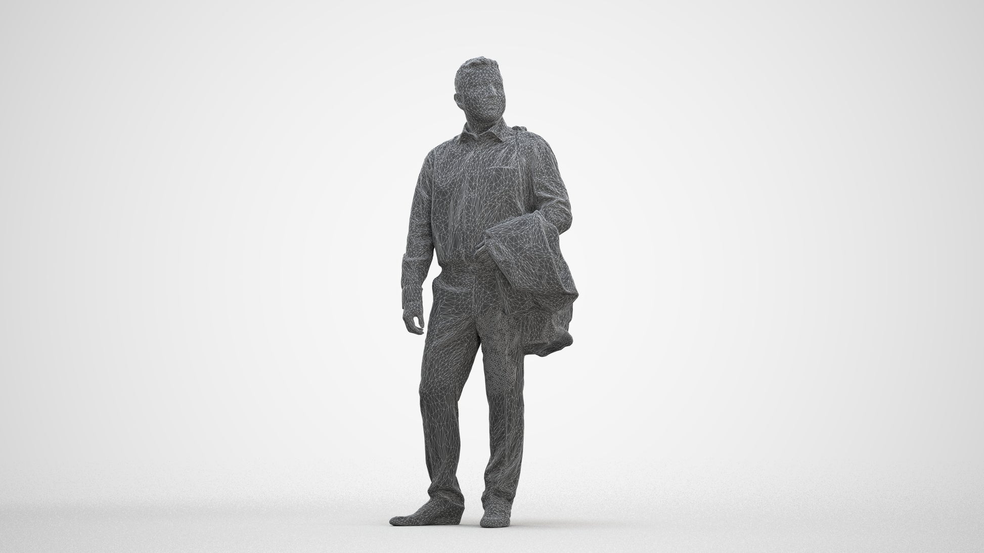 realistic 3D man business, scanned archviz people for Blender and 3ds Max, three-quarter front view render