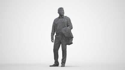 realistic 3D man business, scanned archviz people for Blender and 3ds Max, three-quarter front view render