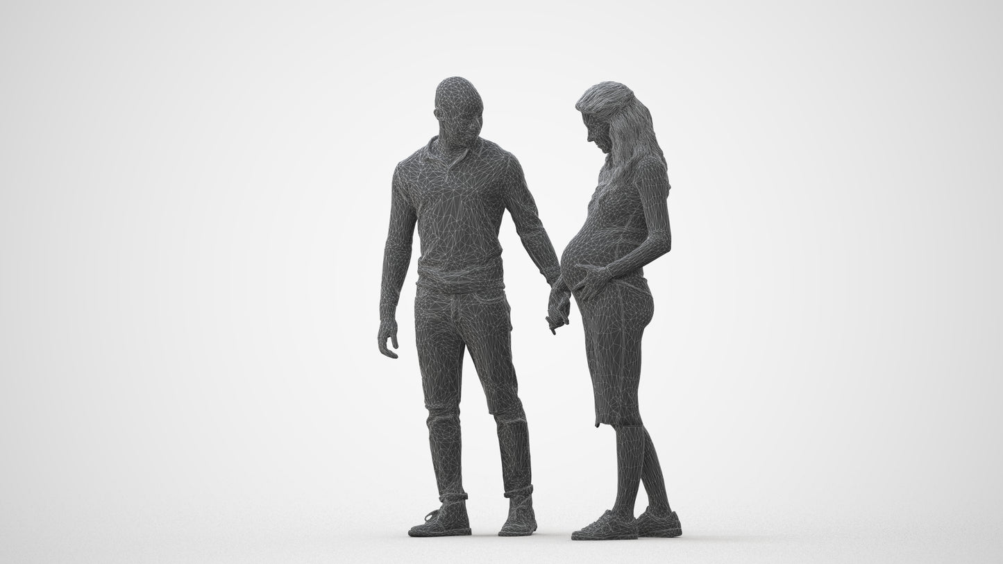 3D human model woman casual kids, photogrammetry scanned person for archviz, square thumbnail