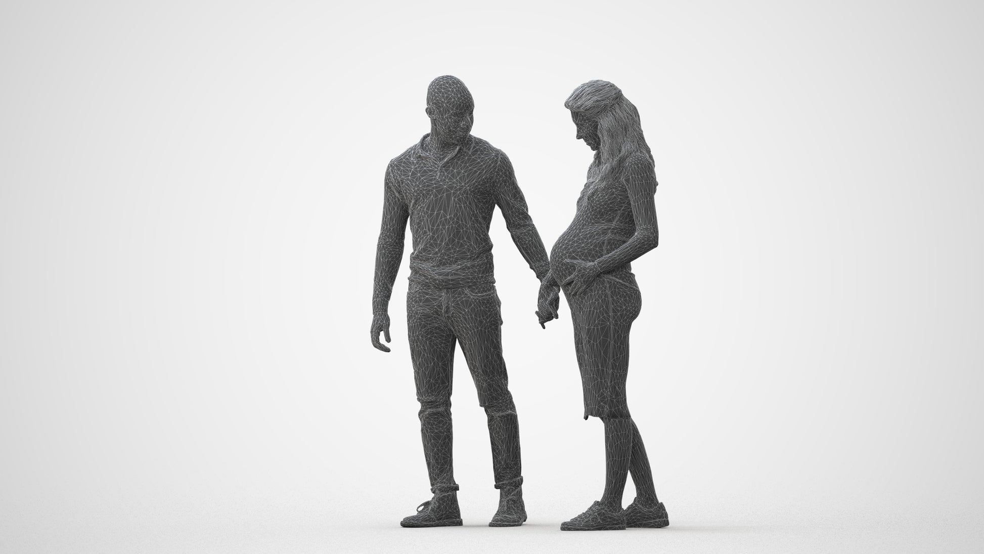3D human model woman casual kids, photogrammetry scanned person for archviz, square thumbnail