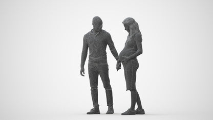 3D human model woman casual kids, photogrammetry scanned person for archviz, square thumbnail
