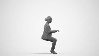 realistic 3D woman business, scanned archviz people for Blender and 3ds Max, wireframe side view