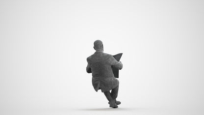 realistic 3D people senior man business sitting, render-ready for V-Ray and Corona, FBX OBJ, wireframe front view