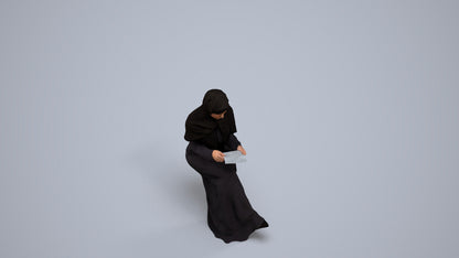 realistic 3D woman sitting, scanned archviz people for Blender and 3ds Max, back view render