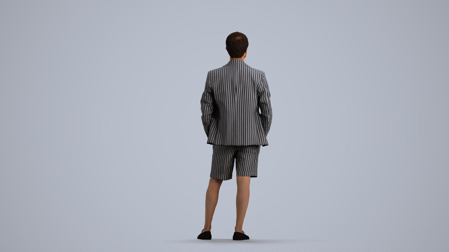 scanned 3D man business standing, photogrammetry people for Enscape and V-Ray, front view render