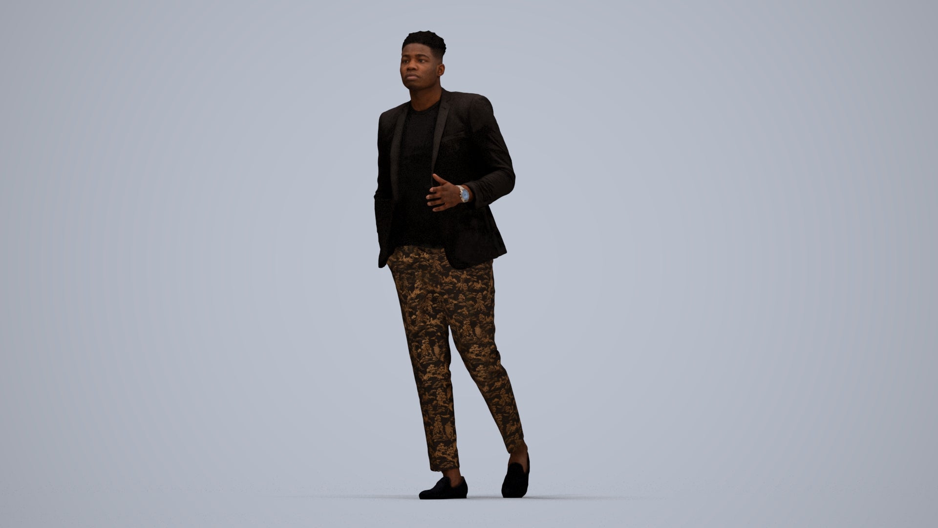 scanned 3D man formal formalaffairs, photogrammetry people for Enscape and V-Ray, top-down view render