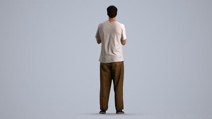 3D people model man casual standing, scanned human for 3ds Max rendering, front view render