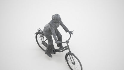 realistic 3D people woman business cycling, render-ready for V-Ray and Corona, FBX OBJ, wireframe three-quarter view
