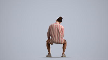 photogrammetry 3D man casual sitting, realistic human model archviz FBX, front view render