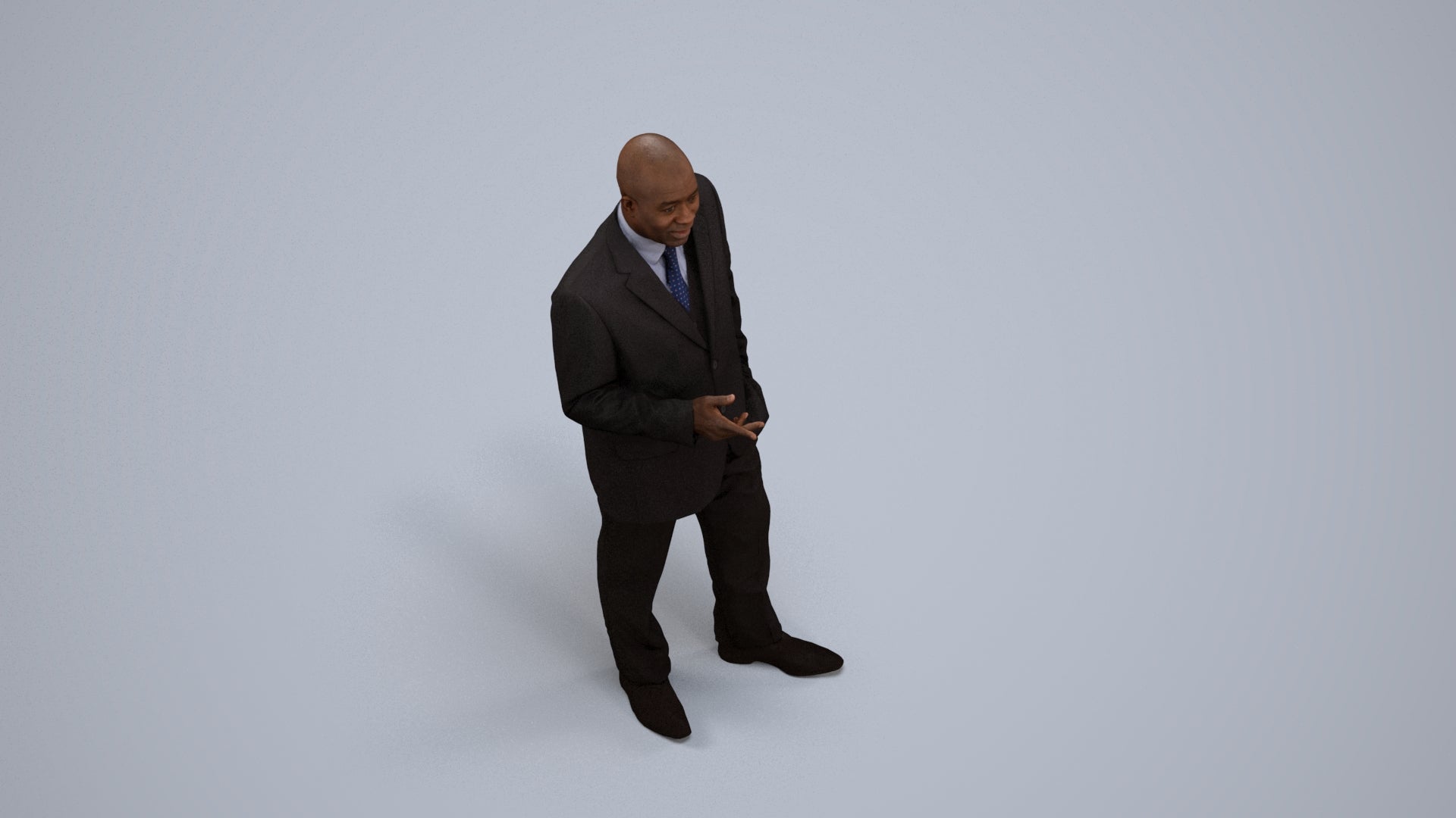 realistic 3D human man business, archviz people FBX OBJ for Blender, back view render