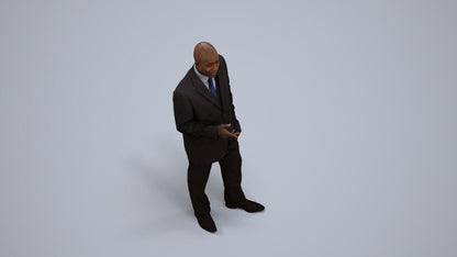 realistic 3D human man business, archviz people FBX OBJ for Blender, back view render