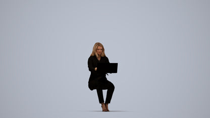 scanned 3D woman business sitting, photogrammetry people for Enscape and V-Ray, top-down view render