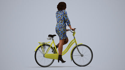 3D people model woman casual cycling, scanned human for 3ds Max rendering, side view render
