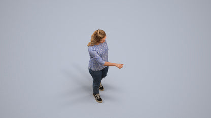 3D human model woman casual mix, photogrammetry scanned person for archviz, back view render