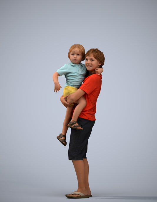 realistic 3D human boy casual kids, archviz people FBX OBJ for Blender