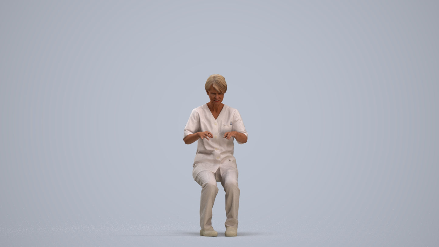 realistic 3D human senior woman medical, archviz people FBX OBJ for Blender, standing pose render