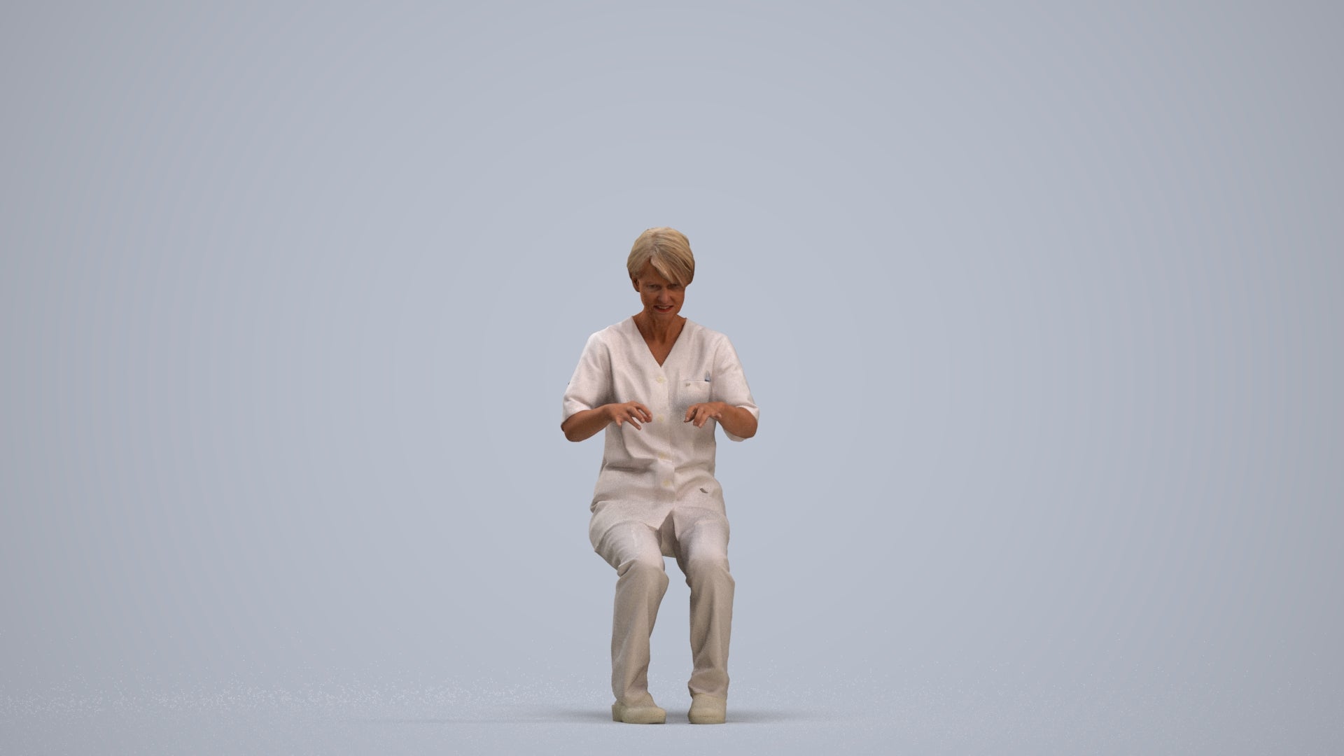 realistic 3D human senior woman medical, archviz people FBX OBJ for Blender, standing pose render
