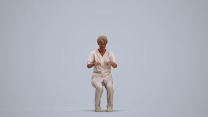 realistic 3D human senior woman medical, archviz people FBX OBJ for Blender, standing pose render