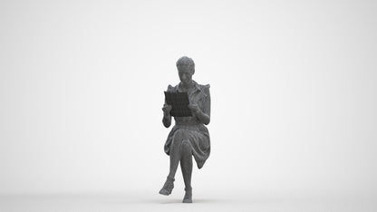 3D people model woman casual sitting, scanned human for 3ds Max rendering, three-quarter front view render