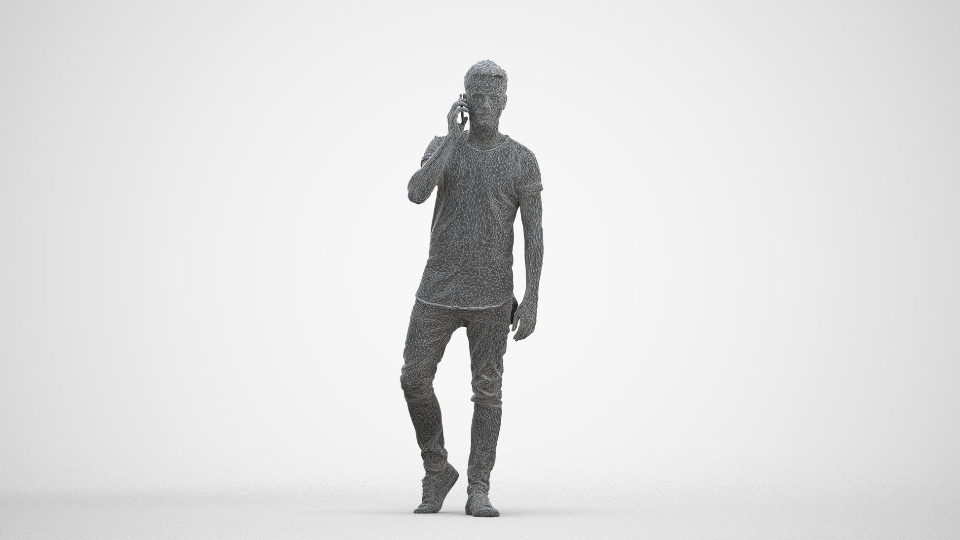 scanned 3D man casual walking, photogrammetry people for Enscape and V-Ray, three-quarter front view render