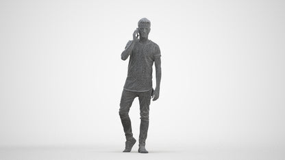 scanned 3D man casual walking, photogrammetry people for Enscape and V-Ray, three-quarter front view render